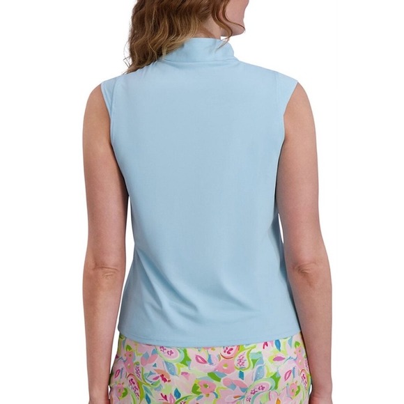 Stella Park Sport Sleeveless Mock Neck Zip Golf Tennis Polo Top Size Medium - Picture 2 of 5